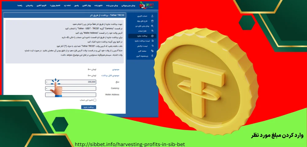 وارد کردن مبلغ مورد نظر