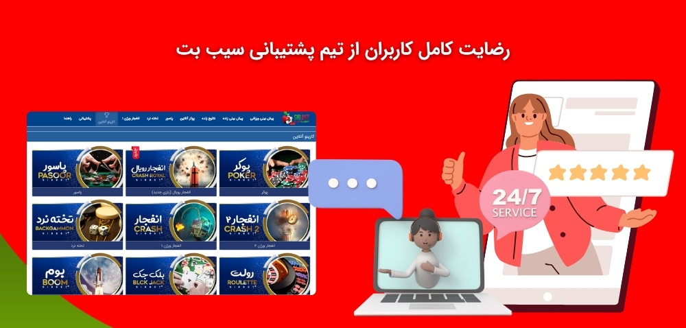 میزان رضایت کاربران از پشتیبانی سیب بت